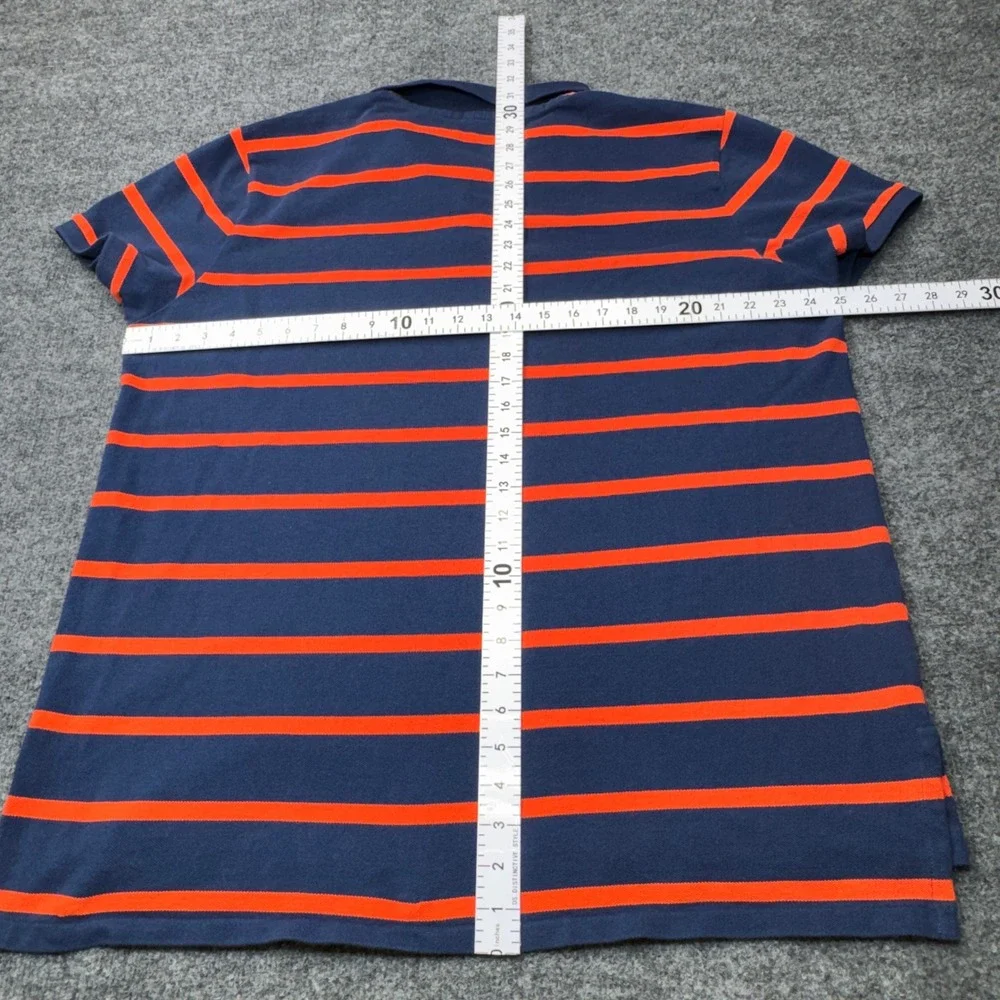 Vintage Polo Jeans Company Shirt Mens 2XL Blue Striped Pique USA Flag Logo 90s